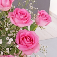 Pink Roses & Gypsophila Bouquet